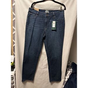 NWT L.L Bean Favorite Fit Boyfriend Jeans Straight Leg Size 12R Dark Wash